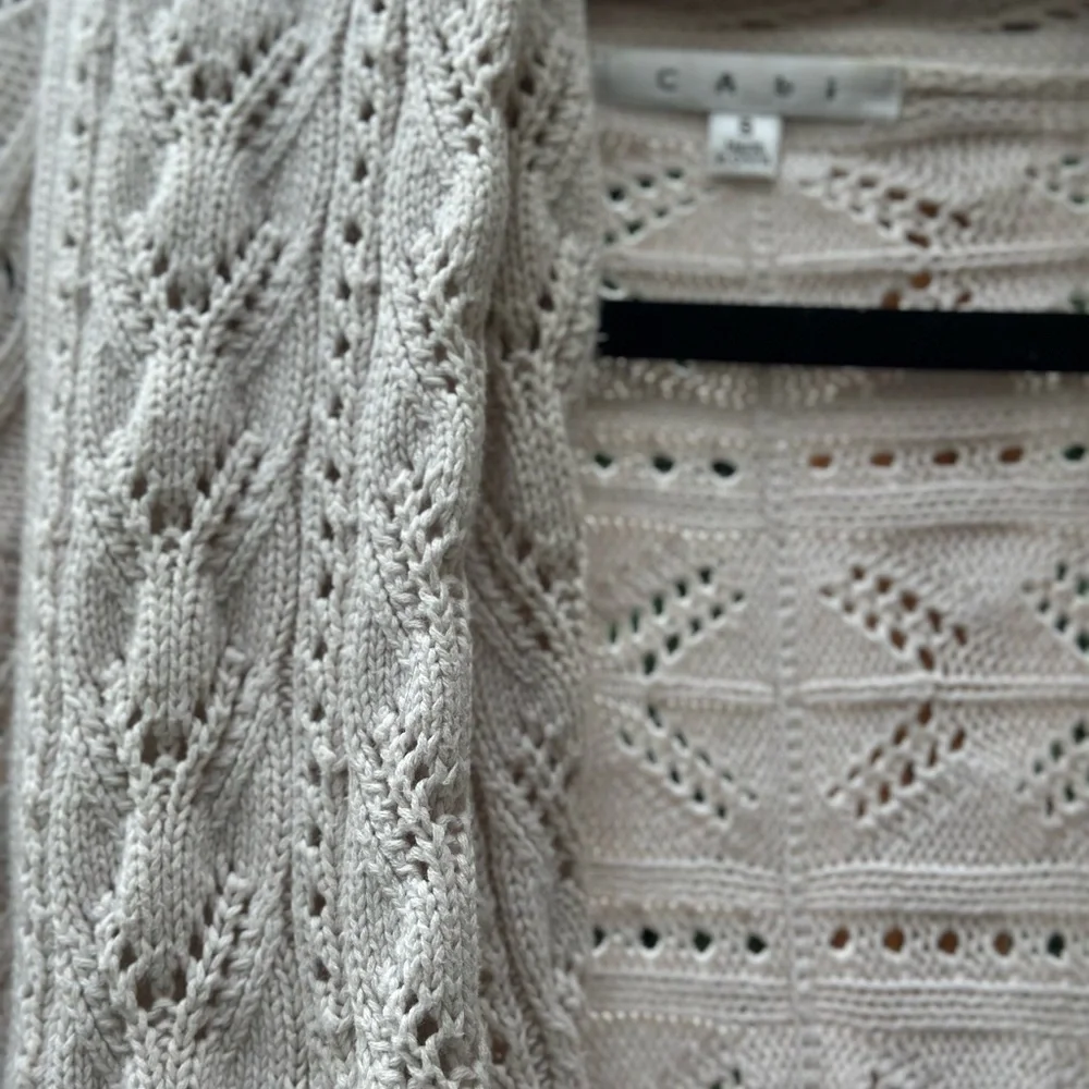 CAbi Cable Knit Cotton Cream Sweater - Picture 2 of 11